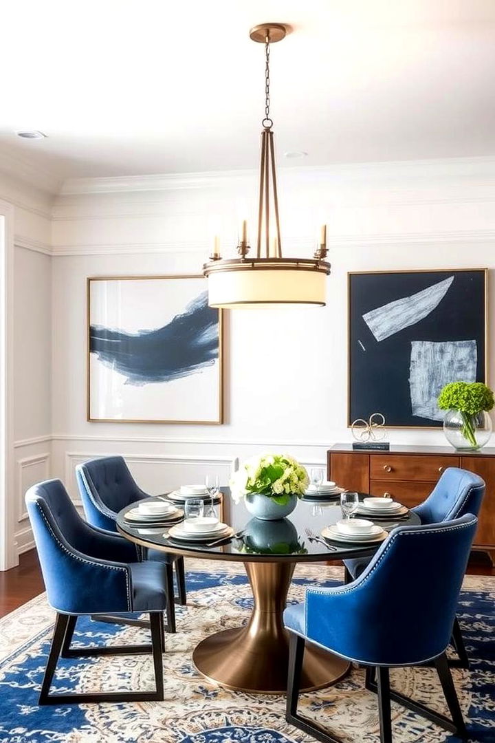 Navy Art Accents - 22 Navy Blue Dining Room Ideas