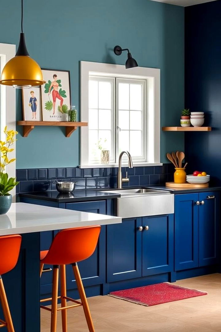 Navy Blue Accent Cabinetry - 22 Navy Blue Kitchen Cabinets Ideas