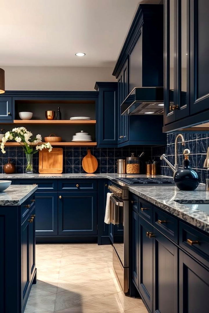 Navy Blue Accents for Drama - 22 Blue French Country Kitchen Ideas