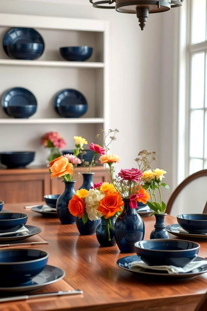 Navy Blue Bowls and Vases - 22 Navy Blue Dining Room Ideas