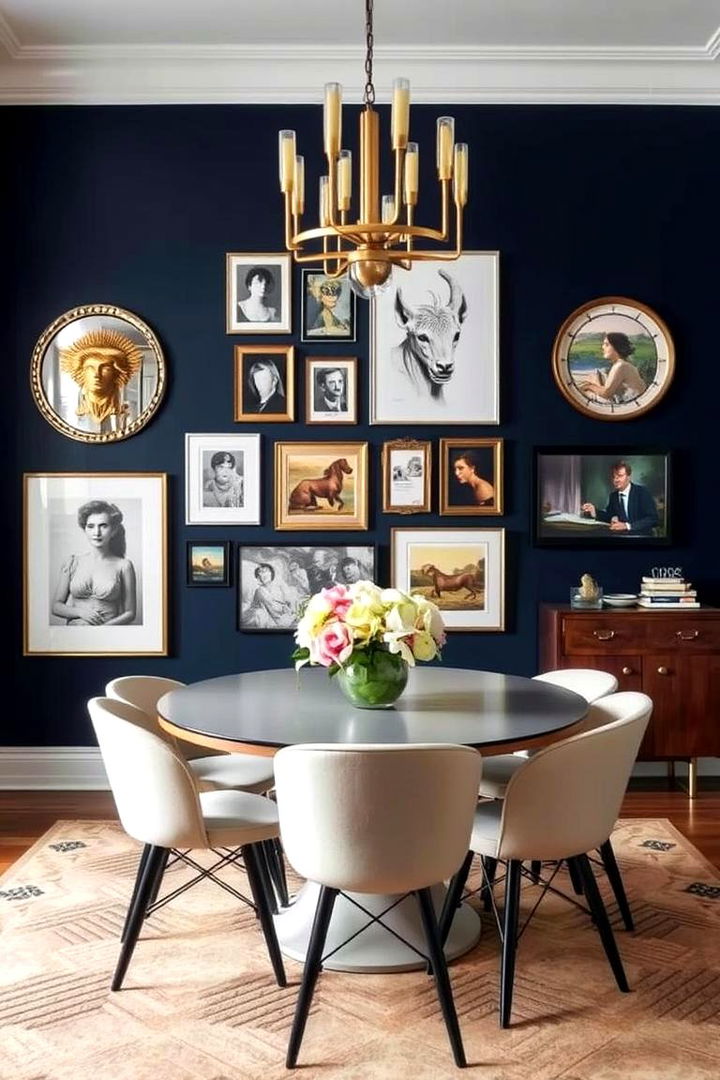 Navy Blue Gallery Walls - 22 Navy Blue Dining Room Ideas