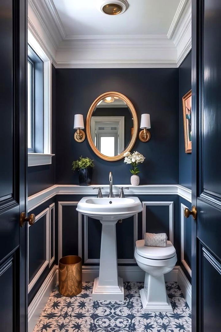 Navy Blue Sophistication - 22 blue powder room ideas