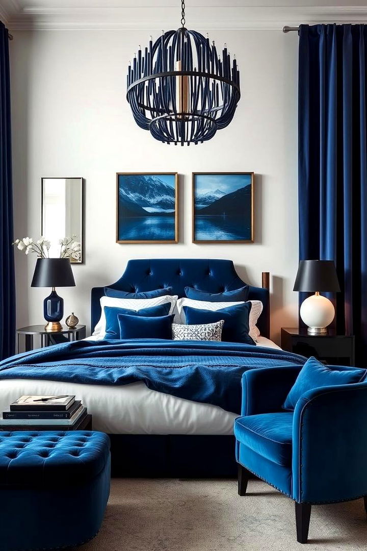 Navy Blue Statement Accents - 22 Blue Bedroom Ideas