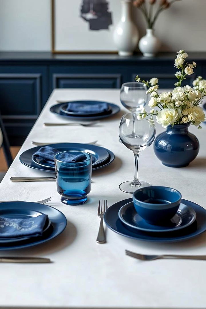 Navy Blue Tableware - 22 Navy Blue Dining Room Ideas