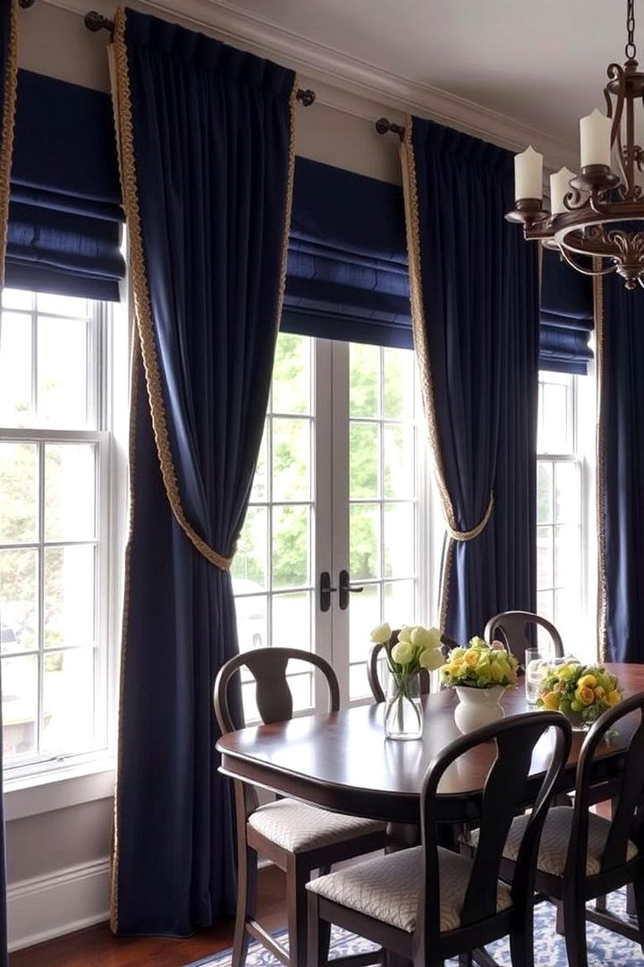Navy Window Treatments - 22 Navy Blue Dining Room Ideas