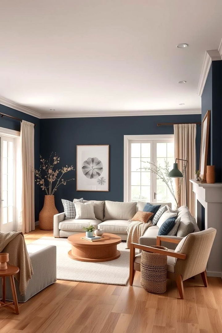 Navy with Earthy Neutrals - 22 Navy Living Room Ideas