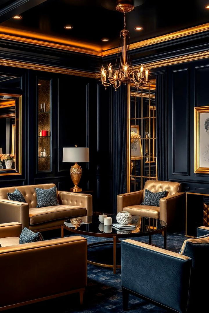 Navy with Metallic Accents - 22 Navy Living Room Ideas