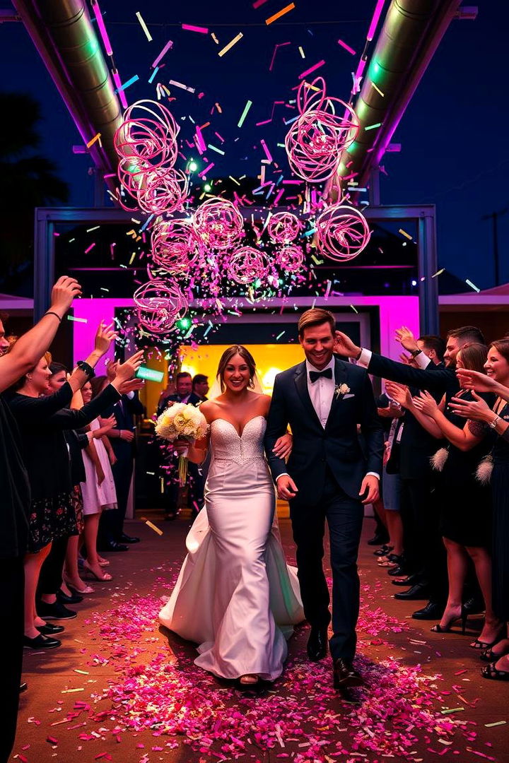 Neon Confetti Lights Send off - 22 Wedding Send-off Ideas