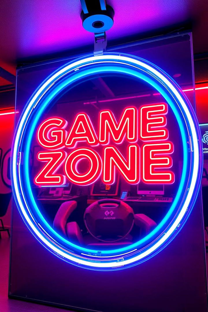 Neon Glow Game Zone - 22 Man Cave Sign Ideas