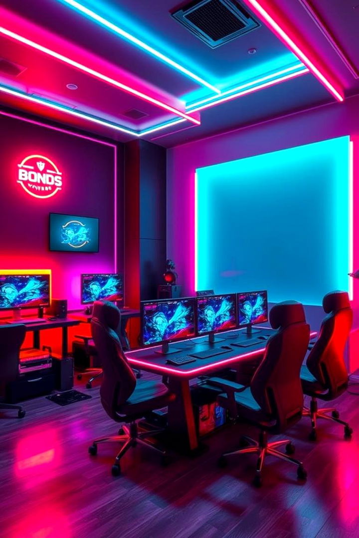 Neon Glow Gaming Space - 22 Teen Hangout Room Ideas