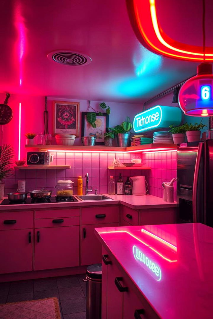 Neon Lighting Accents - 22 1980s Kitchen Ideas