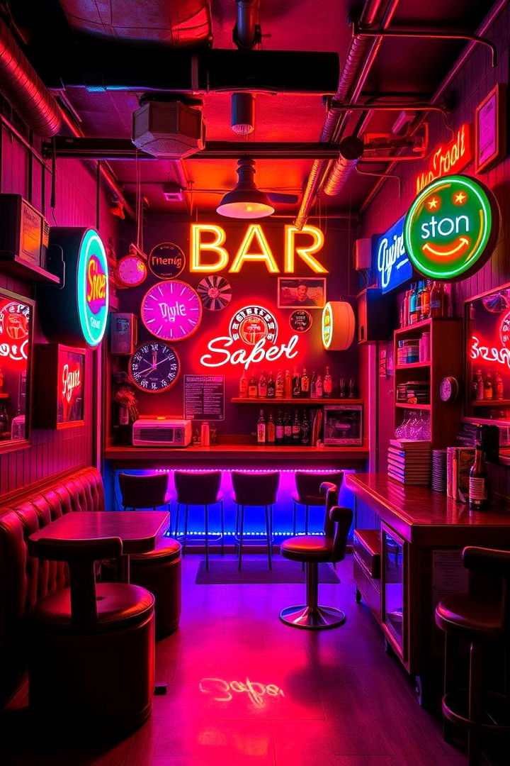 Neon Retro Mini Bar - 22 Mini Bar Ideas