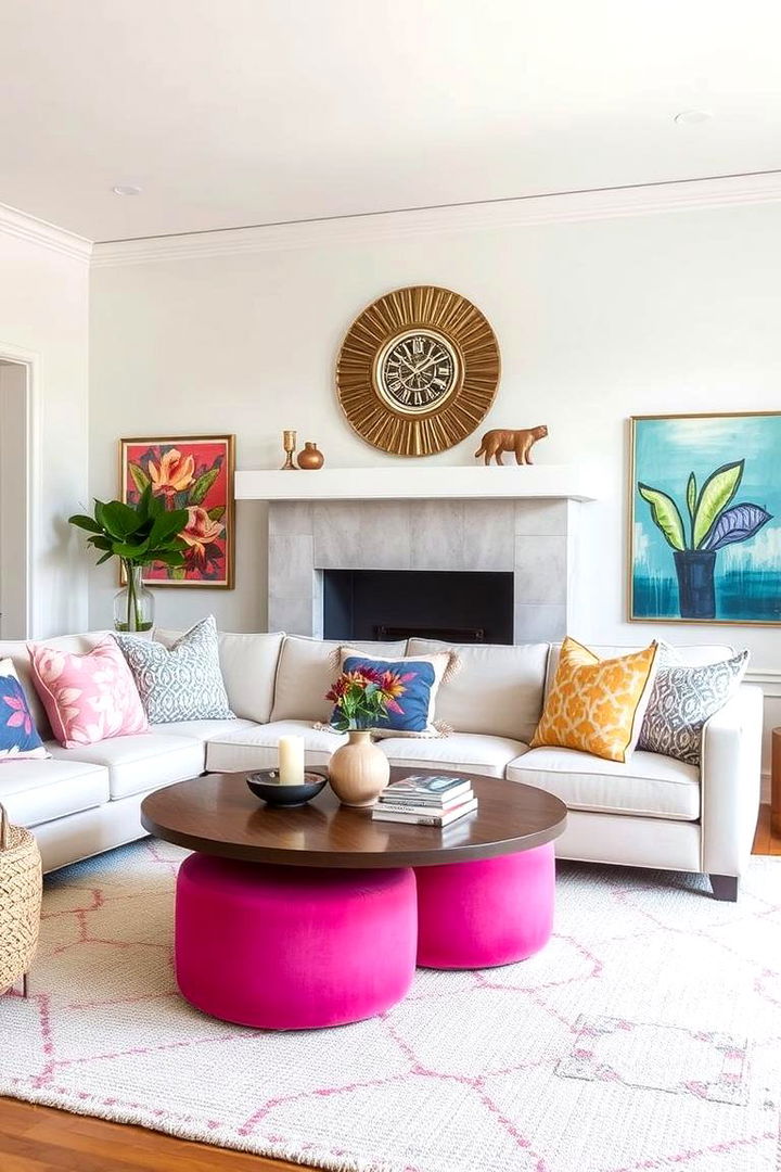 Neutral Base with Pops of Color - 22 Clean Girl Room Ideas