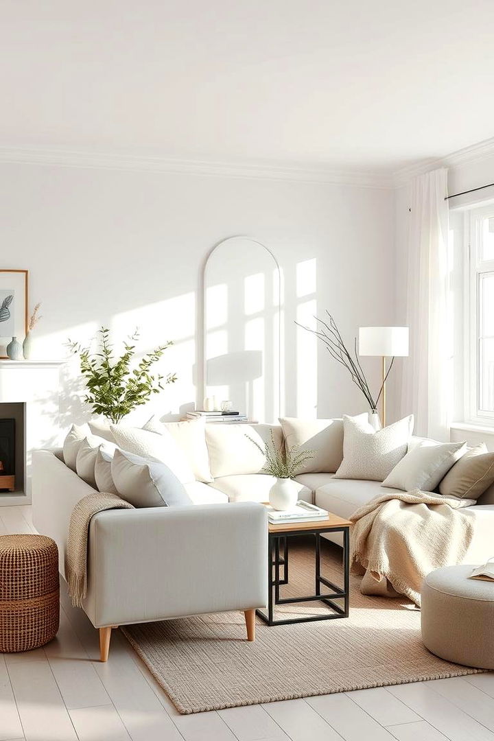 Neutral Color Palette Elegance - 22 Scandinavian Living Room Ideas