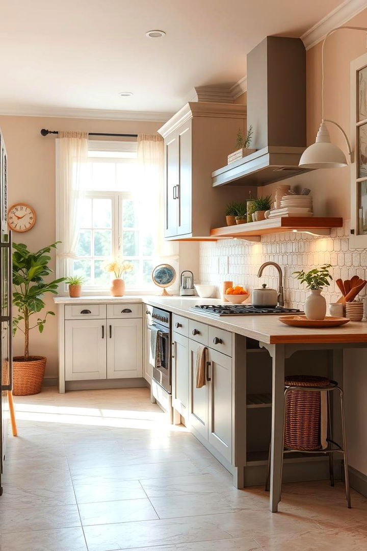 Neutral Comfort and Balance - 22 Travertine Floor Kitchen Ideas