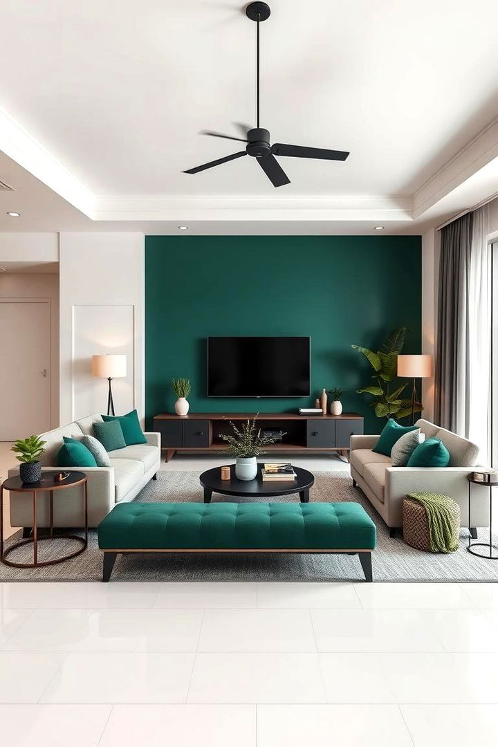 Neutral Complements with Pop Color - 22 Forest Green Living Room Ideas