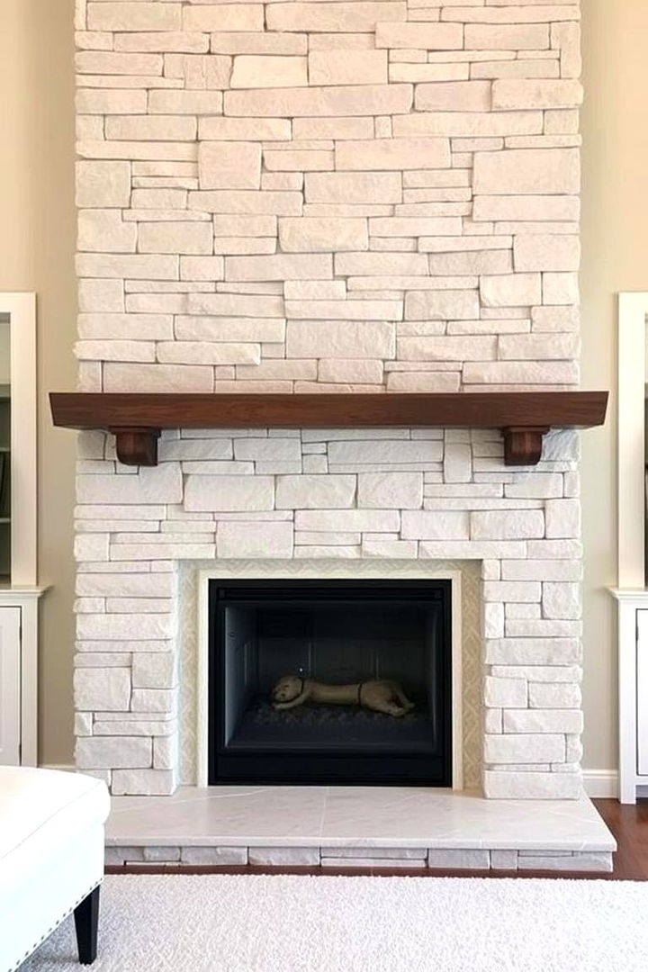 Neutral Palette Faux Stone for Timeless Style - 22 Faux Stone Fireplace Ideas