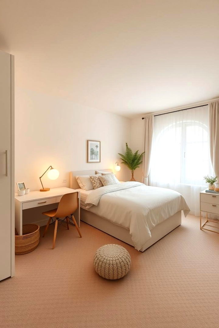 Neutral Tones for Serenity and Balance - 22 Minimalist Dorm Room Ideas