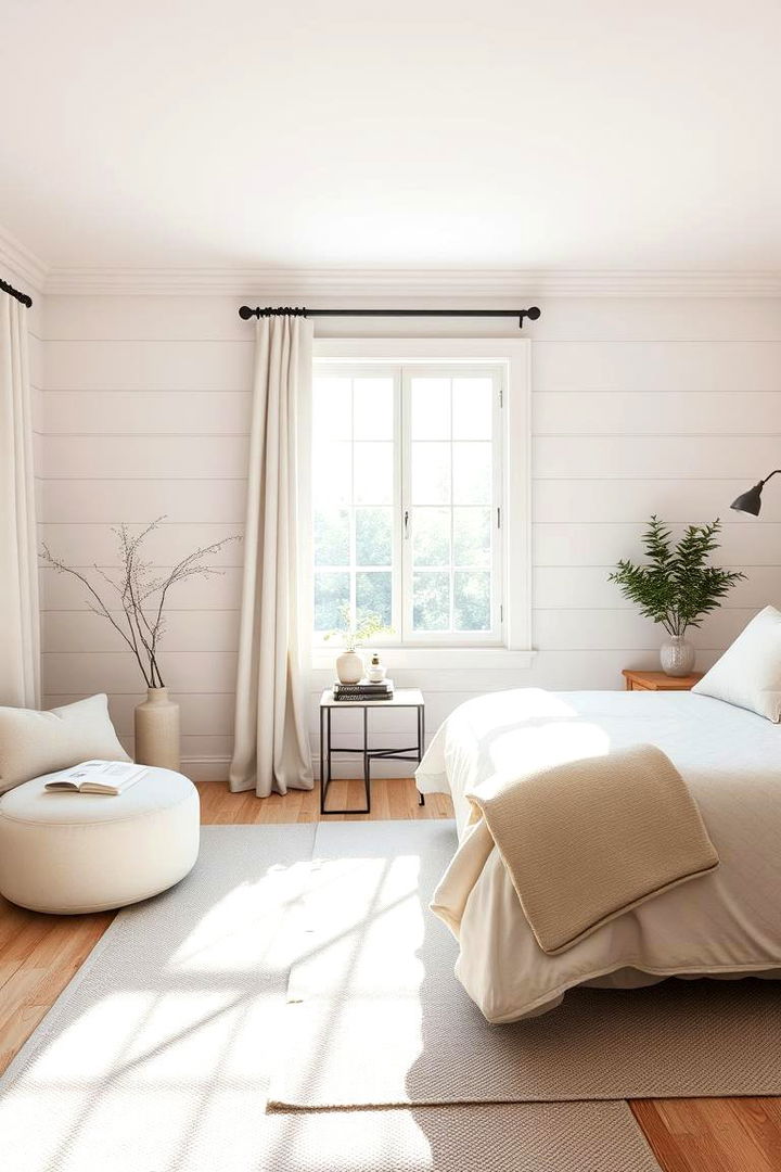 Neutral Tones for Shiplap Elegance - 22 Shiplap Bedroom Ideas