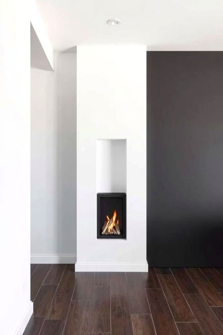 Niche Integrated Space Saver - 22 linear fireplace ideas