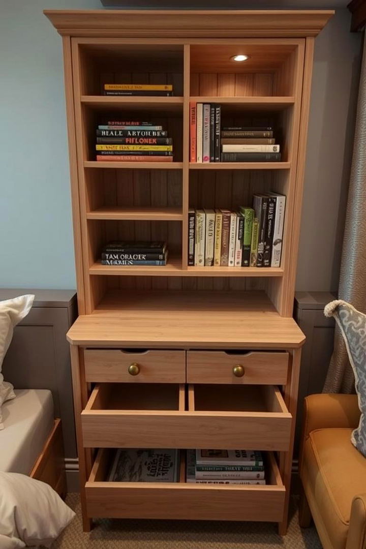 Nightstand with Bookshelf and Storage - 22 Nightstand Ideas