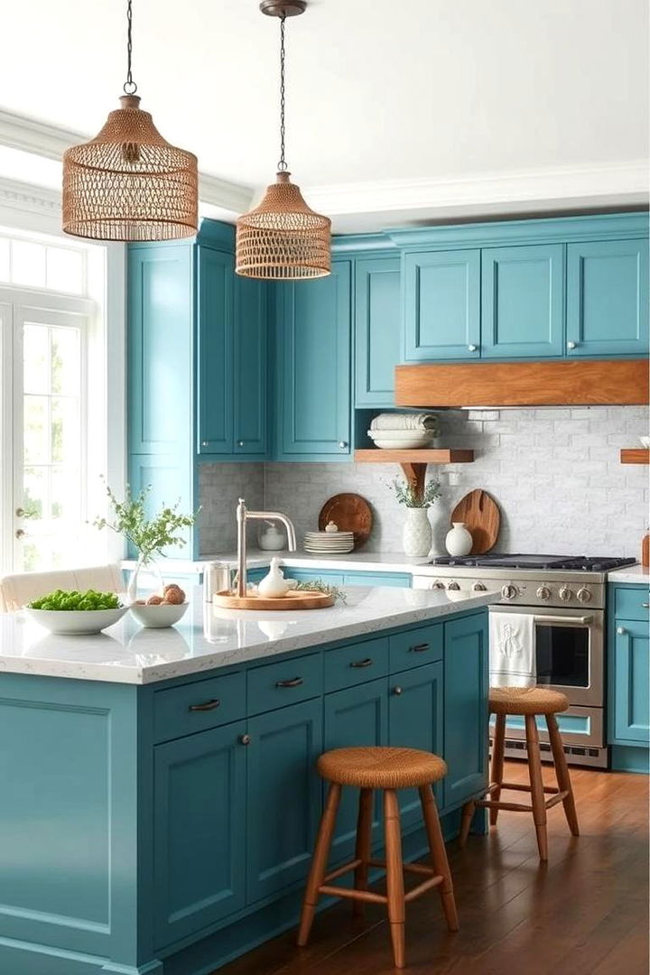 Ocean Inspired Teal - 22 Kitchen Island Color Ideas