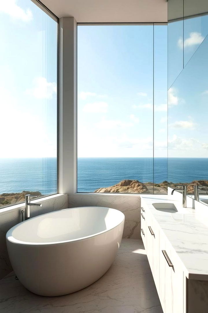 Ocean Panorama Integration - 22 Nautical Bathroom Ideas