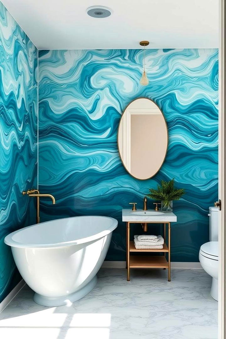 Oceanic Hues - 22 Bathroom Wallpaper Ideas