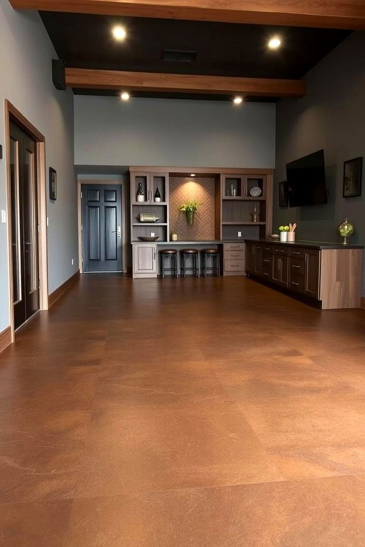 Oil Rubbed Bronze Stamped Concrete - 22 Man Cave Flooring Ideas