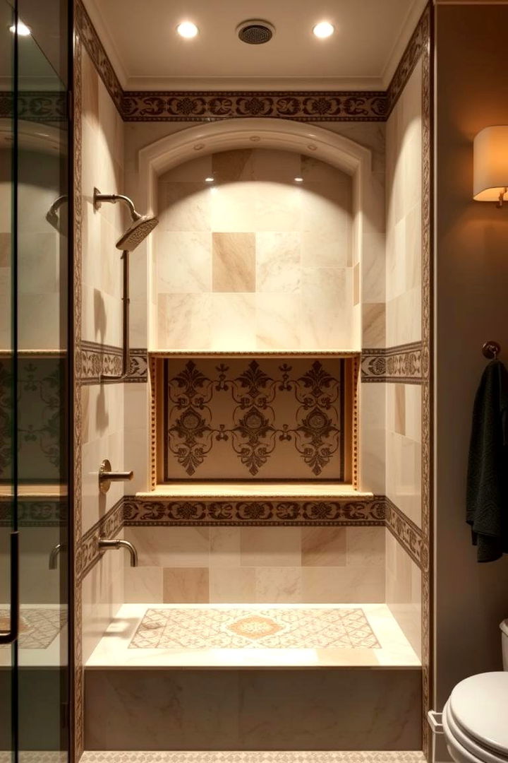 Old World Style Shower Niche - 22 Spanish Style Bathroom Ideas