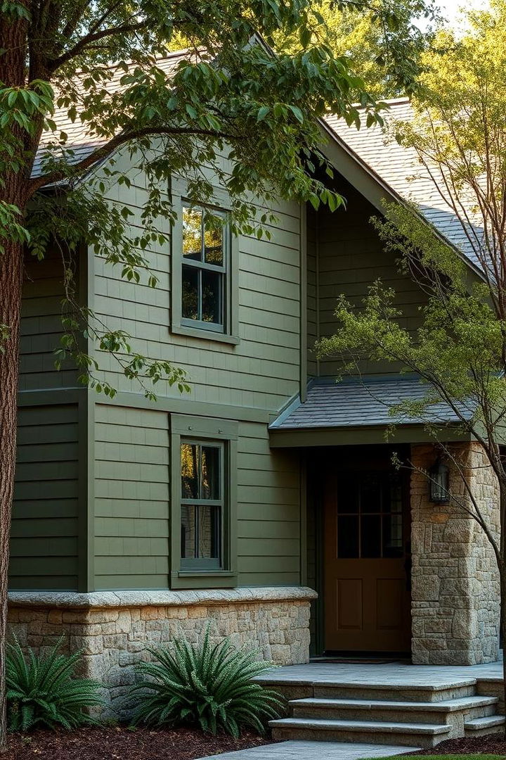 Olive Green Earthiness - 22 House Siding Colors