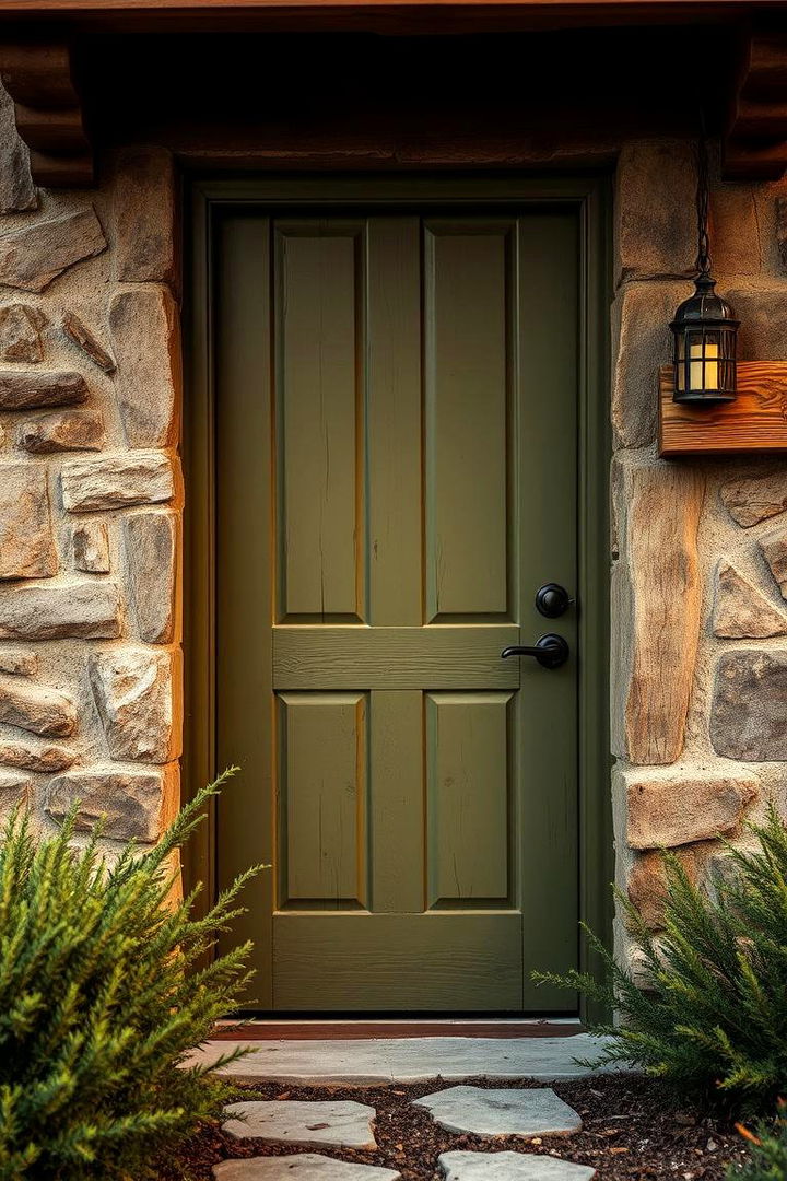 Olive Rustic Vibes - 22 Green Front Door Ideas