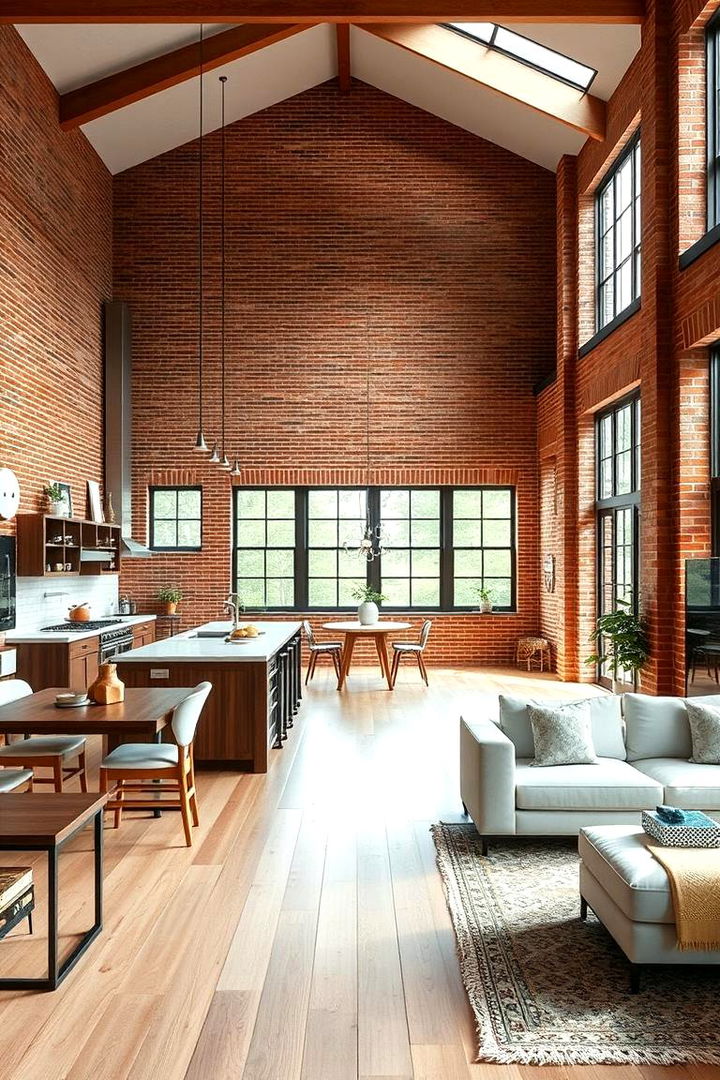 Open Concept Brick Kitchen Design - 22 Red Brick Kitchen Ideas