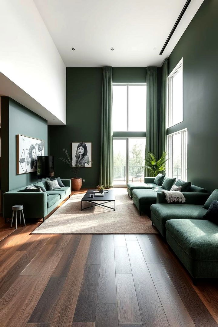 Open Concept Creativity - 22 Dark Green Living Room Ideas