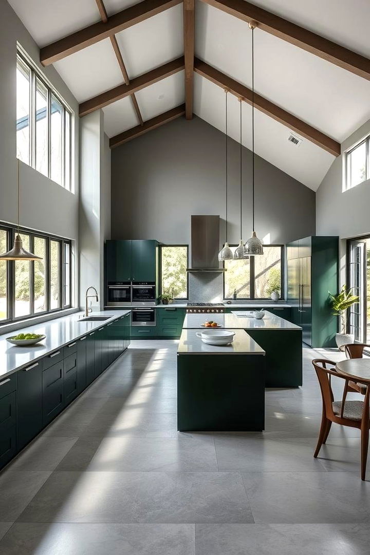 Open Concept Dark Green Designs - 22 Dark Green Kitchen Ideas