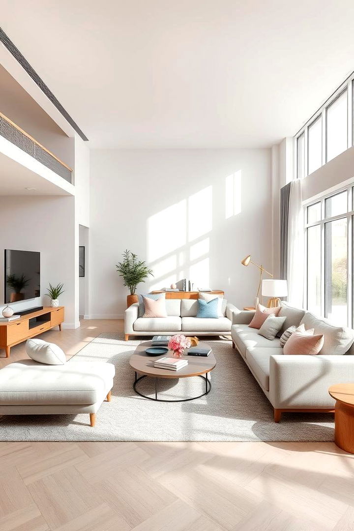 Open Concept Designs with Seamless Integration - 22 Pink and Blue Living Room Ideas