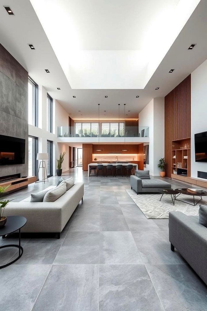 Open Concept Flourish - 22 grey flooring living room ideas