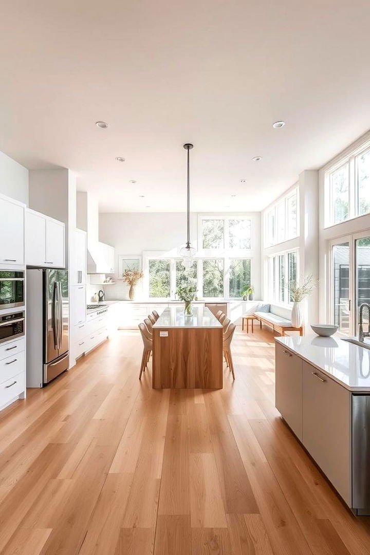 Open Concept Flow - 22 Light Wood Floor Kitchen Ideas
