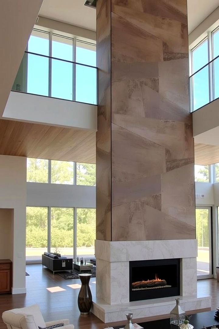 Open Concept Fusion - 22 Two-story Fireplace Ideas