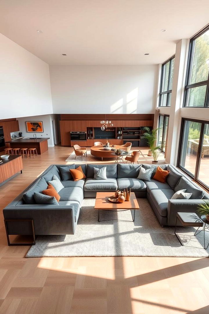 Open Concept Harmony and Flow - 22 Grey Sectional Living Room Ideas