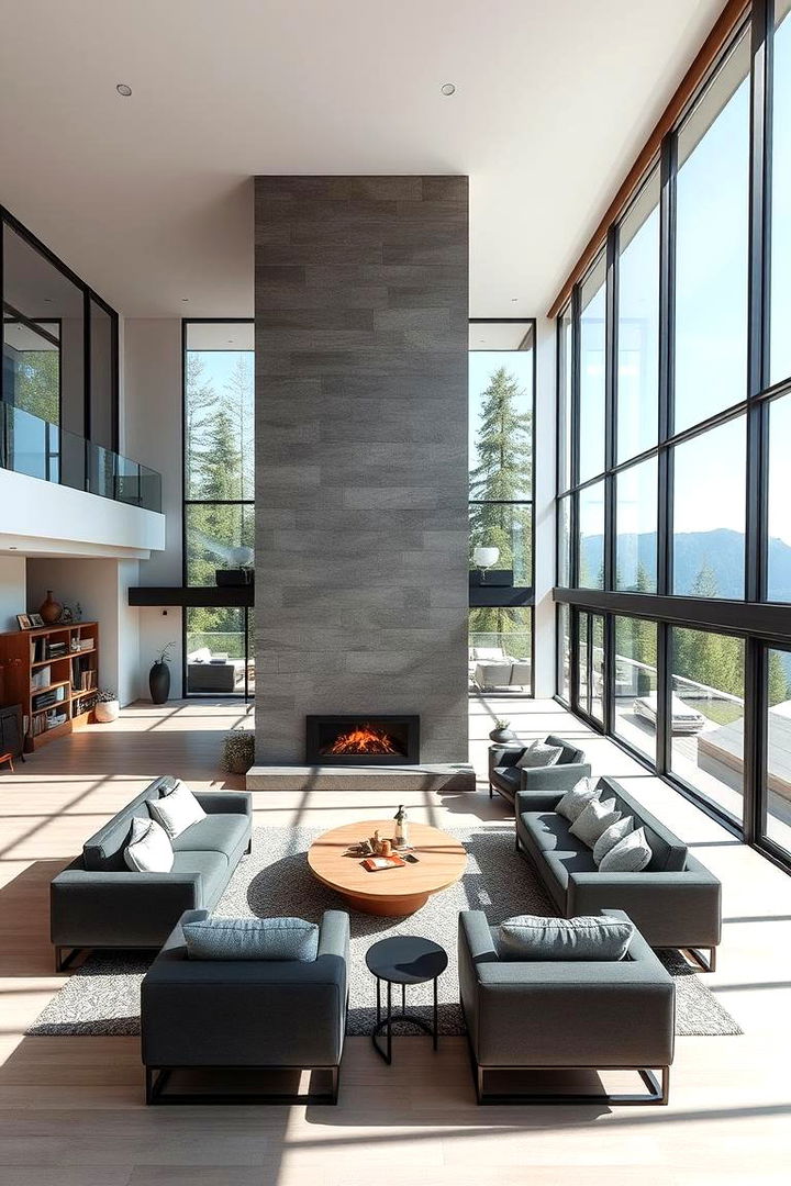 Open Concept Integration - 22 Fireplace Between Windows Ideas