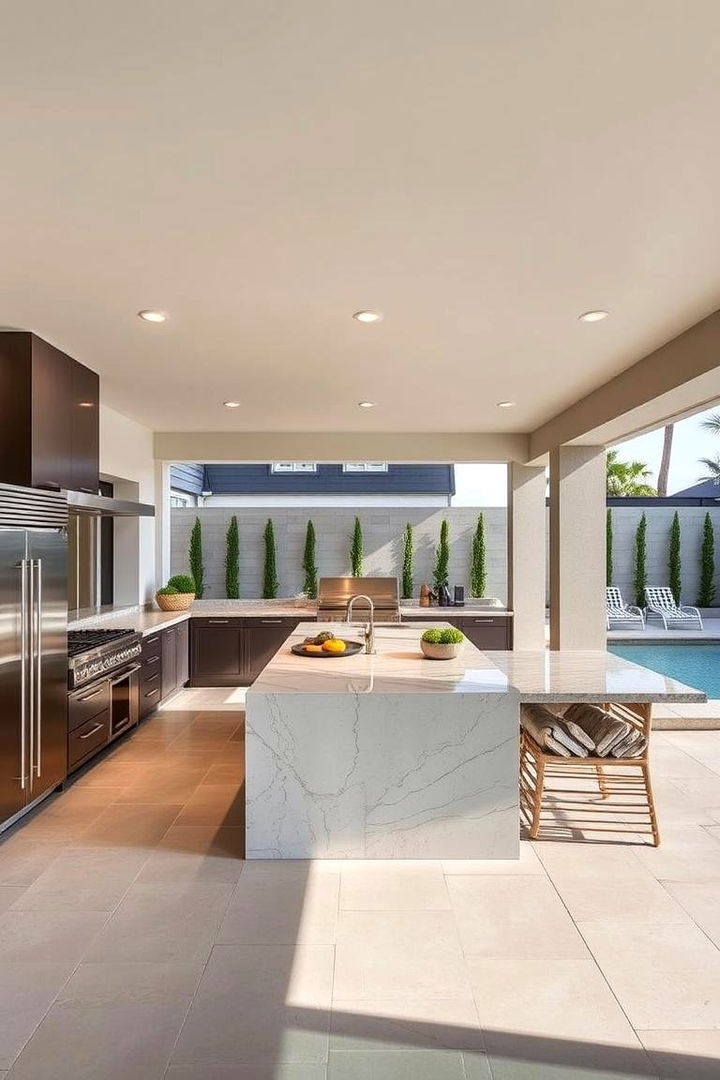 Open Concept Kitchen Layout - 22 Pool House With Outdoor Kitchen Ideas