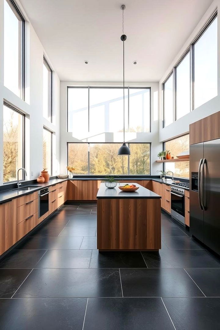 Open Concept Kitchen with Slate Floors - 22 Kitchens With Slate Floors