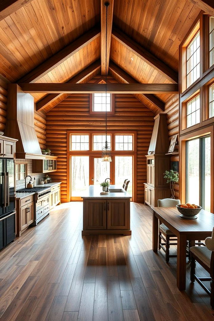 Open Concept Layout - 22 Log Cabin Kitchen Design Ideas