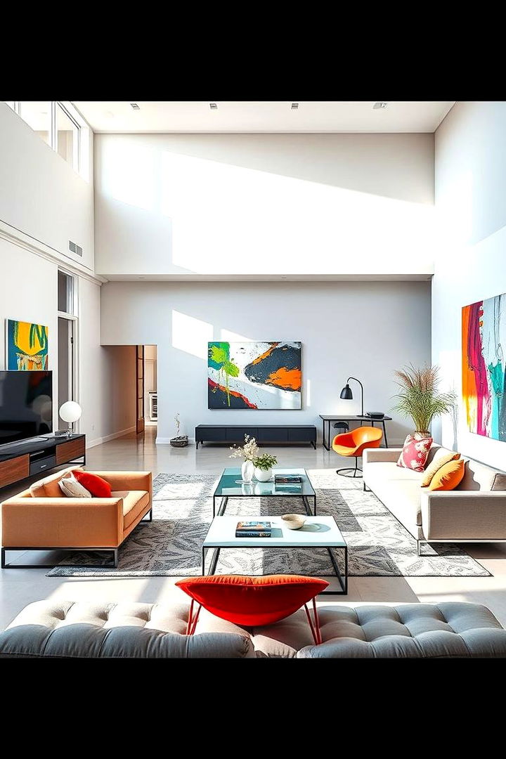 Open Concept Layout with Bold Accents - 22 Large Living Room Ideas