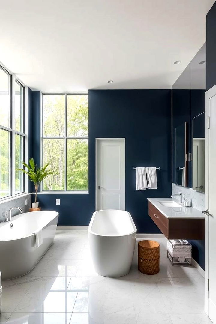 Open Concept Navy Designs - 22 Navy Blue Bathroom Ideas