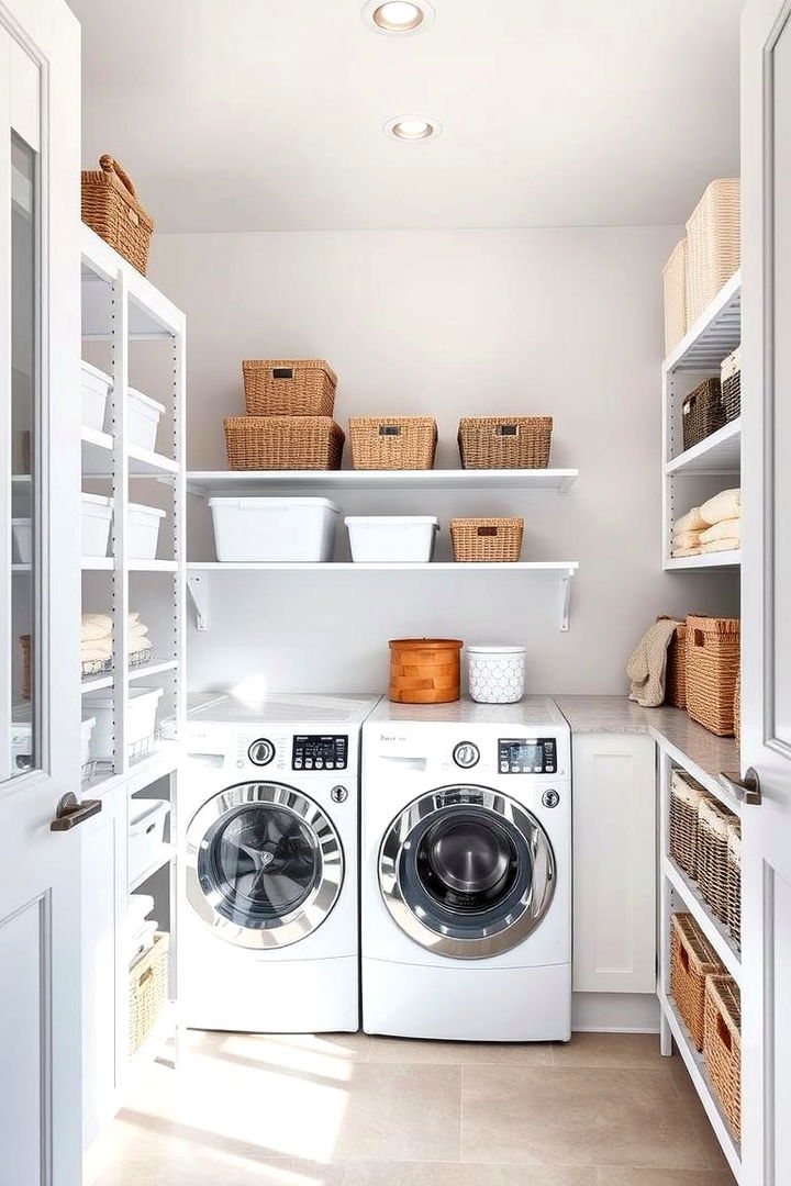 Open Concept Shelving Units - 22 Laundry Room Shelf Ideas