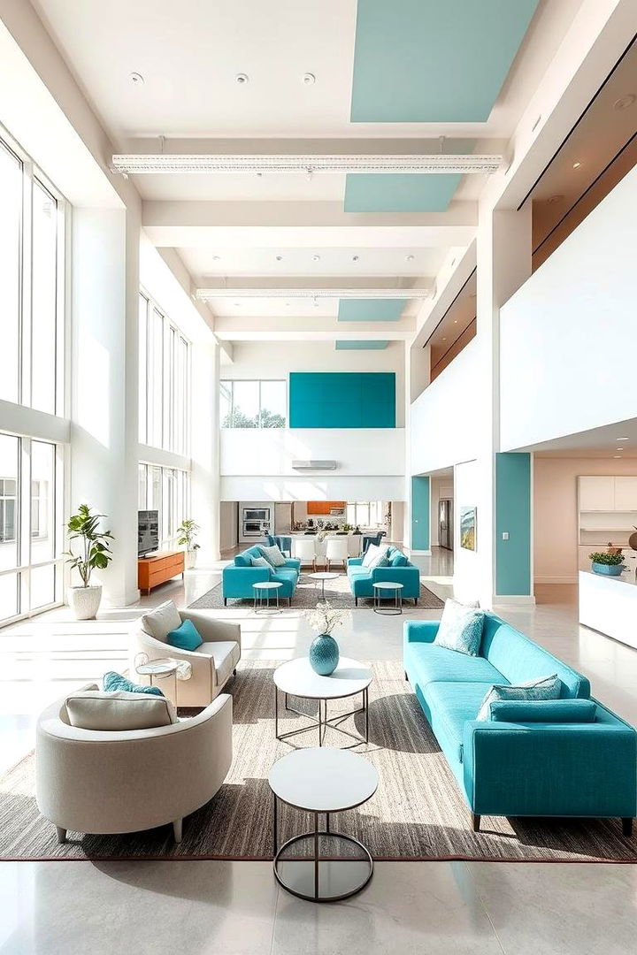 Open Concept Teal Space - 22 Teal Living Room Ideas