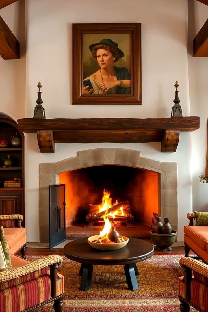 Open Fireplaces with Traditional Mantels - 22 Spanish Style Living Room Ideas