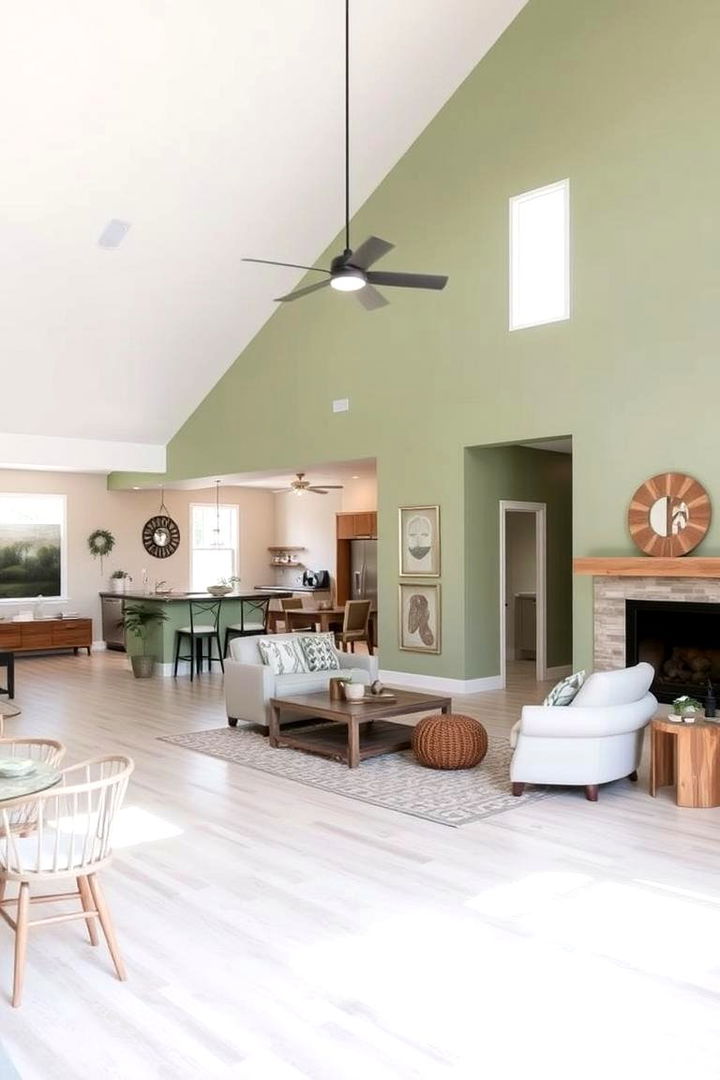 Open Floor Plan Flow - 22 Rustic Sage Green Living Room Ideas